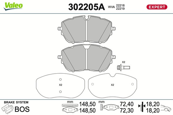 Bremsbelagsatz Scheibenbremse Expert Valeo 302205A FüR Opel Astra OV5 Sports A18-image