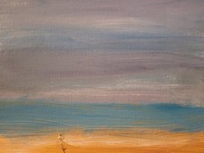 Solitary Beach Walk 9x12 Original Acrylic Seascape Calm Coastal Art