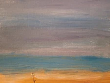 Solitary Beach Walk • 9x12 Original Acrylic Seascape • Calm Coastal Art