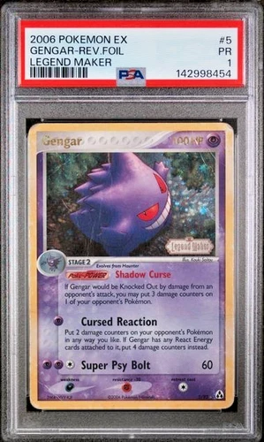 PSA 1 PR 2006 Pokemon EX Legend Maker Gengar STAMPED Reverse Holo Foil 5/92