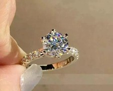 2CT Round Cut Lab Created Diamond Women's Engagement Ring 14K Yellow Gold Finish