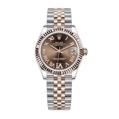 Rolex Datejust 31 Watch 31MM Brown Roman Numerals Dial Rose Gold