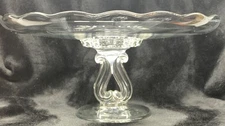 Viking Glass #5226 Clear “Princess" cake stand keyhole heart stem 5” x 11"