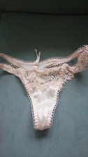 NWOT VS For Love Lemons Chantilly Ivory Lace Thong Panty Small Read Descriptn