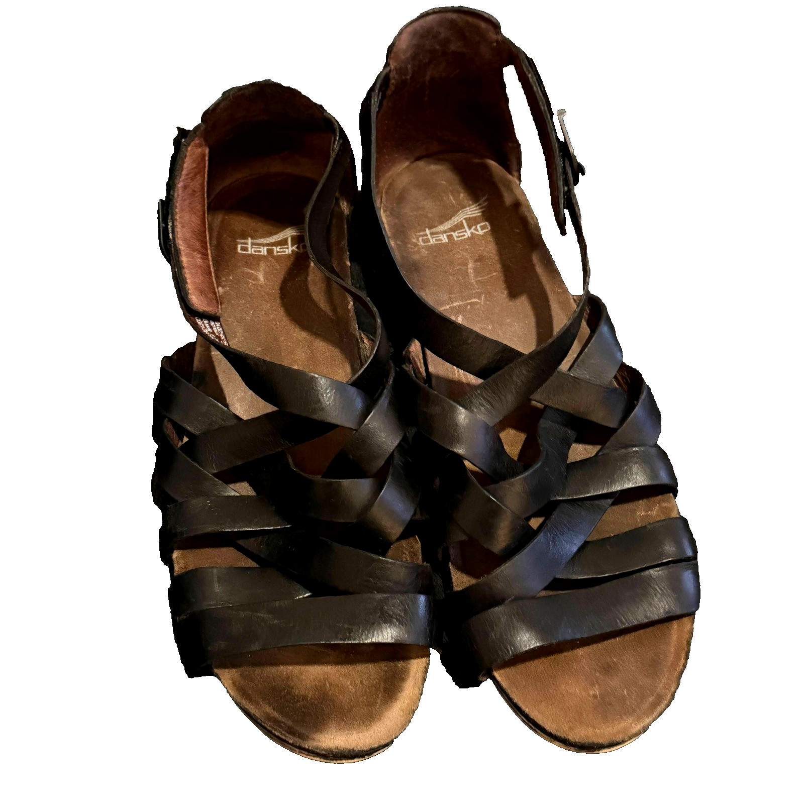 Dansko Black Leather Strappy Slingback Boho Gladiator Sandals Flats Womens 8 image 4