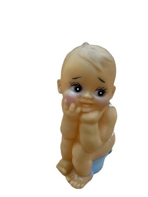 Vintage Rubber Squeak Toy.  Child On Toilet Thinking.  Lashes. EGE Marks Plastic