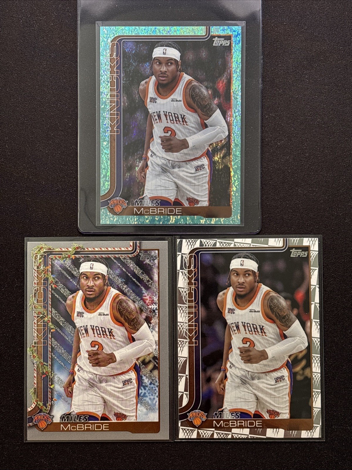2025-26 Topps Miles McBride #17 Aqua Holo Foil SP Parallel Lot(3) NY Knicks