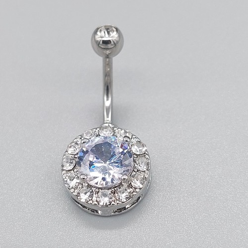 Belly Bars Button Piercing Bar Dangle Navel Body Jewellery Gem Ring Silver Gift - Picture 3 of 5
