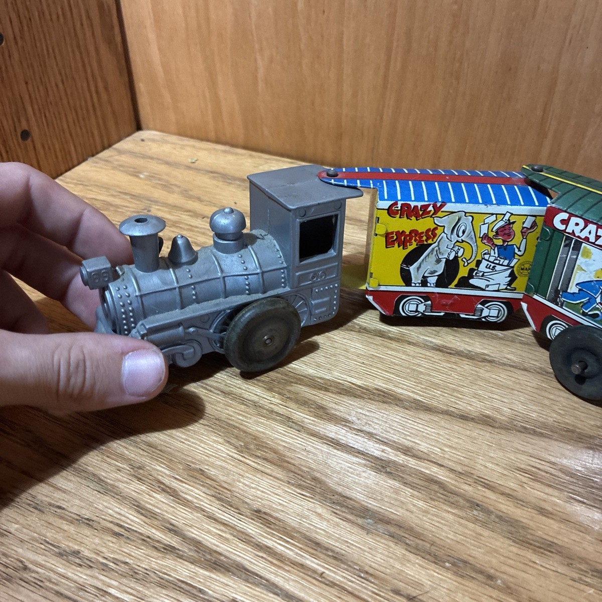 Vintage Marx Linemar Crazy Express Tin Litho Wind Up Toy Train (4D