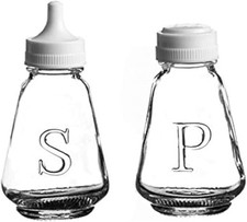 Glass Salt and Pepper Shaker Pot Set of 2 Classic Clear Cafe-Style Dispenser