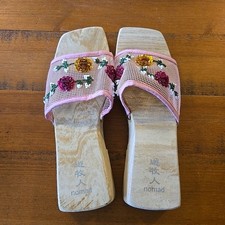 Square Toe Beaded Slip On Sandal