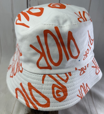 DIOR X Shawn Stussy Reversible Bucket Hat White Cotton Orange Blue