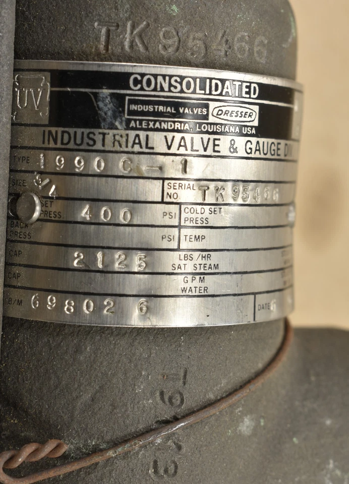 Consolidated Dresser Valves 1990C-1 .400 PSI, 3/4", Safety Relief Valve - Image 4 of 4