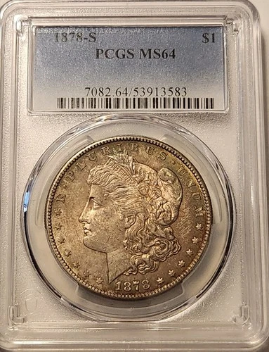 1878-S $1 Morgan Dollar PCGS MS64 Treasury Toner Hoard