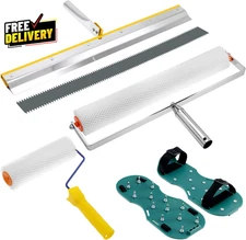 Self-Levelling Cement Tool Kit Floor Construction Roller Spike Shoes Epoxy F....