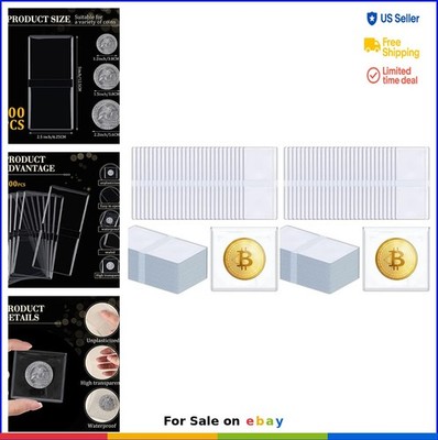 Coin Flips Double Pocket 100 Pack 2.5x2.5 Inch Unplasticized Vinyl Sleeves for