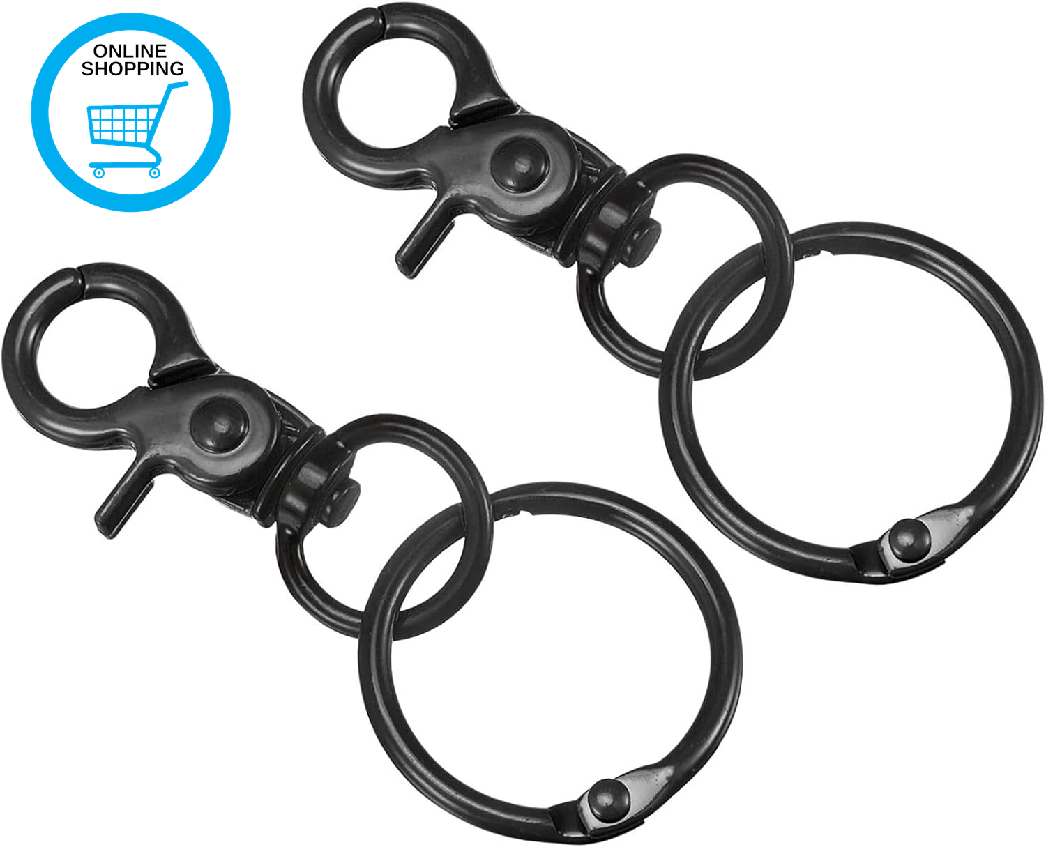 4Pcs Swivel Lobster Clasps & Key Ring Hoops,2Pcs Metal Clips and 2Pcs Keyring Ke