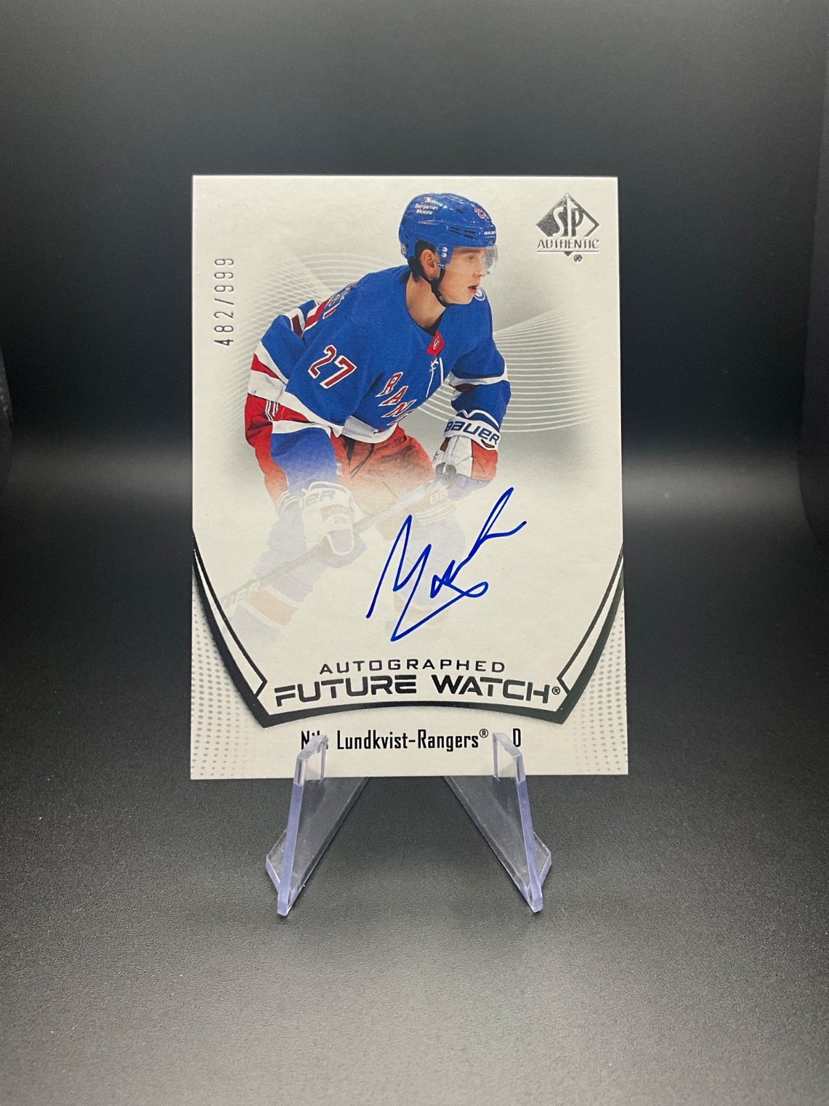 21-22 SP Authentic Future Watch Auto Nils Lundkvist /999 #141 NYR/ Dallas Stars