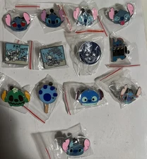 Stitch Disney Pin Lot of 13. W/ STITCH  LANYARD US SELLER