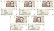 Argentina - 5 pcs х 5 Pesos 2003 UNC Pick 353(c) - serie H Lemberg-Zp