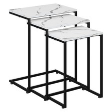 Nesting Side Tables Set of 3 C Shaped End Tables Stackable Coffee Table White