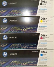 4 EMPTY TONER VIRGIN CARTRIDGE LOT Genuine HP 206A Black Yellow Magenta  Cyan