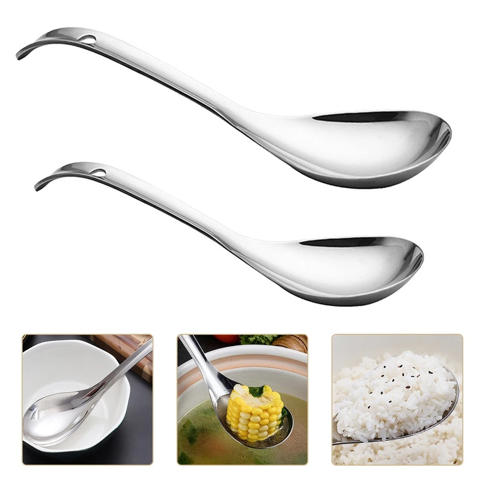 2pcs Hotel Spoon Spoon Spoon Spoon Spoon Spoon Utensili da cucina (Argento) - Immagine 2 di 4