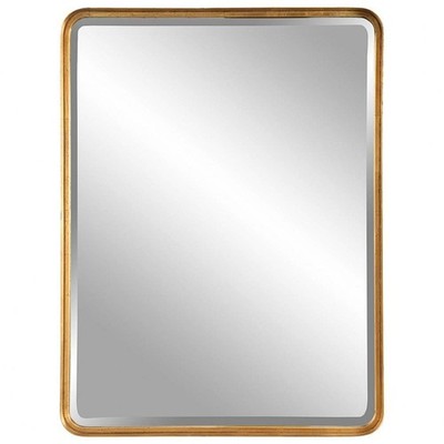 Rustic Rounded Rectangular Mirror in Satin Black Finish with Curved Corners