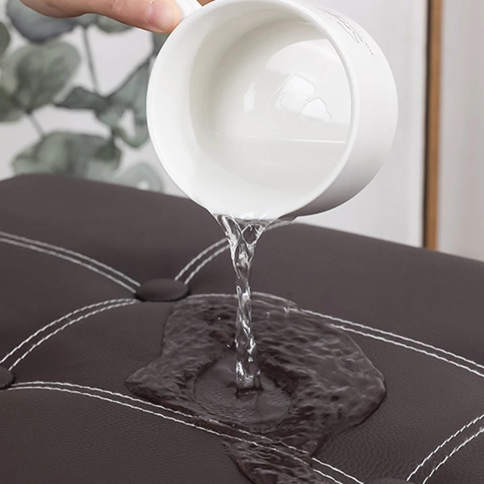 15" Home Storage Ottoman Cube Faux Leather Fabric Footrest Chest Stools Poufs - Image 3 of 4