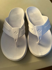 Sperry White Thong Slip-On Sandals Logo Accent US 9 M EU 40 UK 6.5