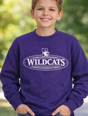 Northwestern Wildcats Youth Purple Crew Neck Sweatshirt