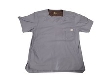 Carhartt Gray Scrub Top Shirt V-Neck Adult Size Small Ripstop