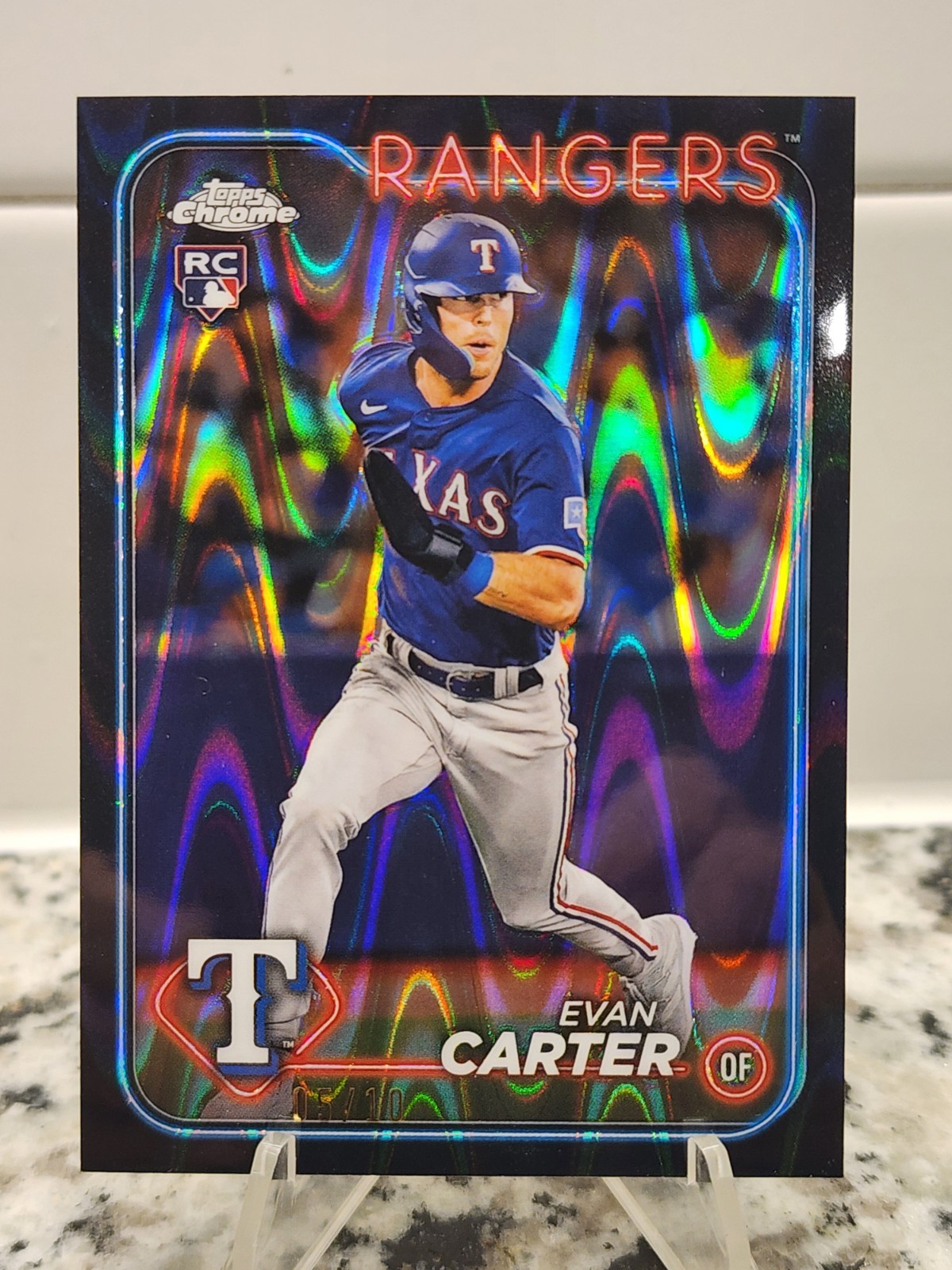 2024 Topps Chrome - Evan Carter #136 Black Raywave Refractor /10 (RC)