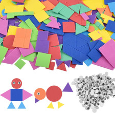 500Pcs Self Adhesive Foam Stickers with 200Pcs Googly Eyes, Mini Assorted Geomet