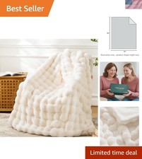 Faux Fur Throw Blanket for Couch - Cozy Plush Fluffy Soft Thick Bubble Blanke...