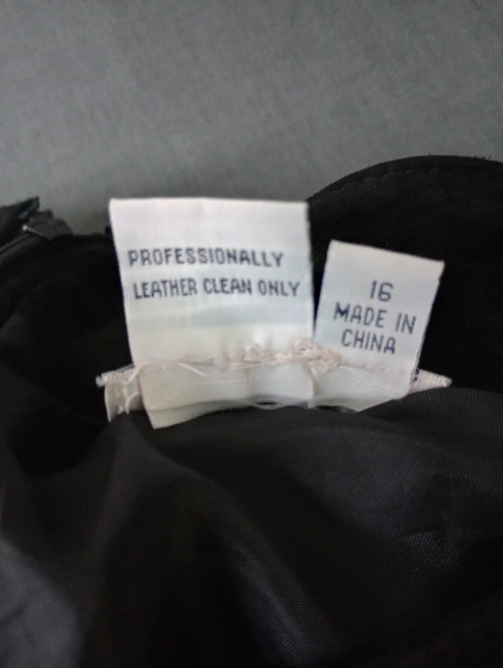 Falda para mujer Willi Smith vintage negra gamuza cuero talla 16 Foto 4 de 4