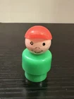 RARE Vintage Fisher-Price Little People Boy (Green Body, Orange Hat) Figure