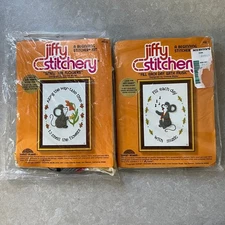Jiffy Stitchery Mouse Kits #616 #617 Smell the Flowers Fill Each Day With Music