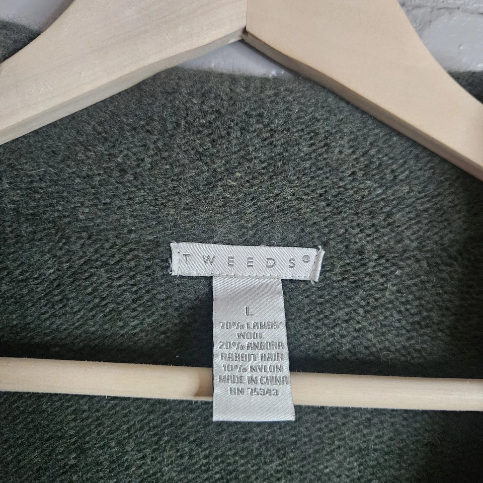 Tweeds Women's Wool Angora Sweater Cardigan L Green Belt Wrap - Image 3 of 4