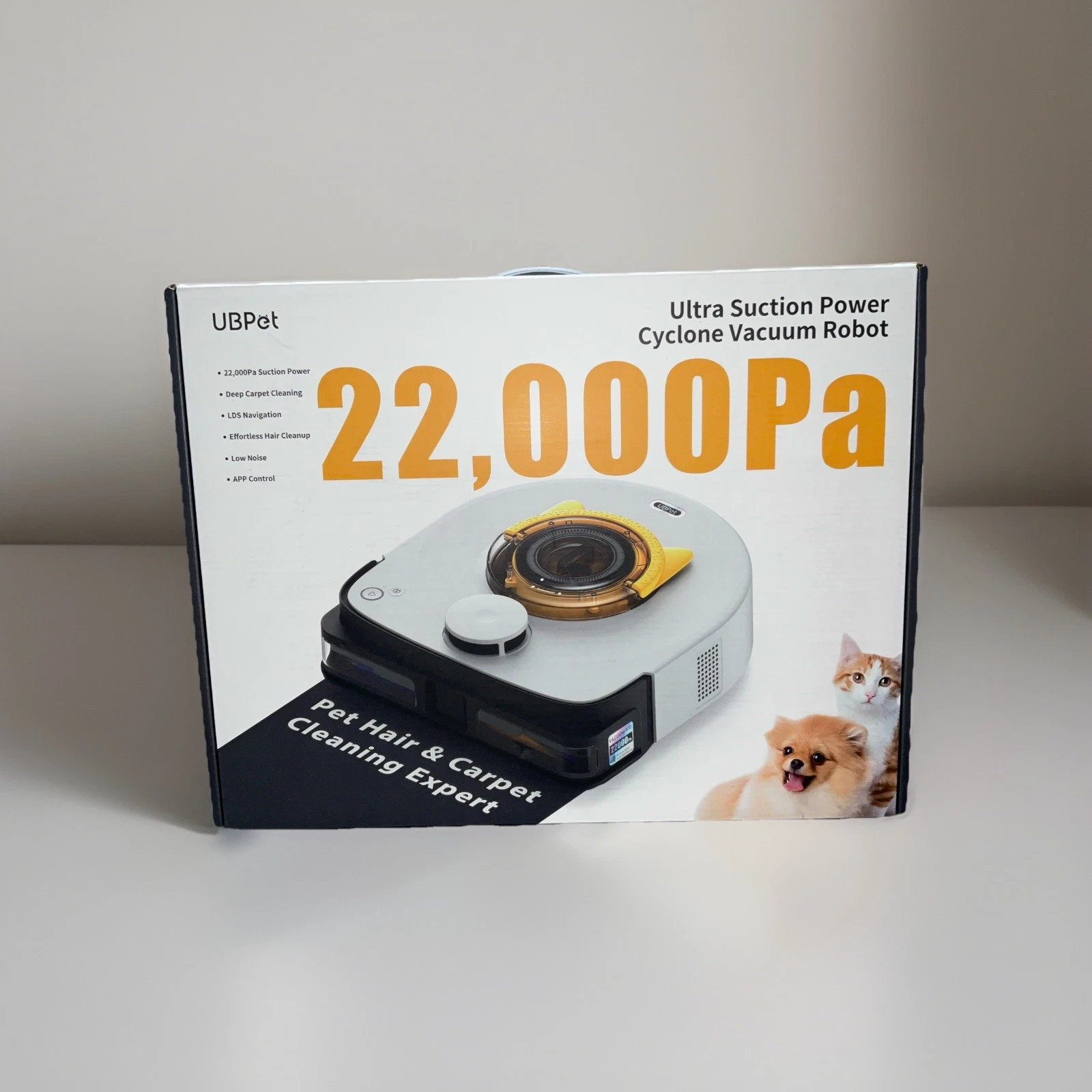 UBPET Robot Vacuum 22,000 Pa Ultra Suction Power Cyclone For Pet Hair & Carpet