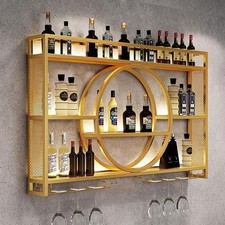 Bar LED Wine Rack Wall Mounted with Glass Floating Bar Shelves 100/120/140cm