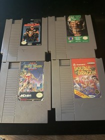 NES Nintendo 4 Game Lot Double Dragon 1 2 Tecmo Bowl WCW Wrestling Tested