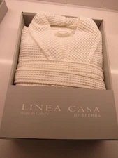 SFERRA One Size Unisex Cotton Waffle Weave Kimono Style Robe with Belt--BNIB