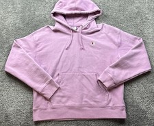 Champion Reverse Weave Hoodie Mens Large Purple Fleece Pullover Sweatshirt Logo