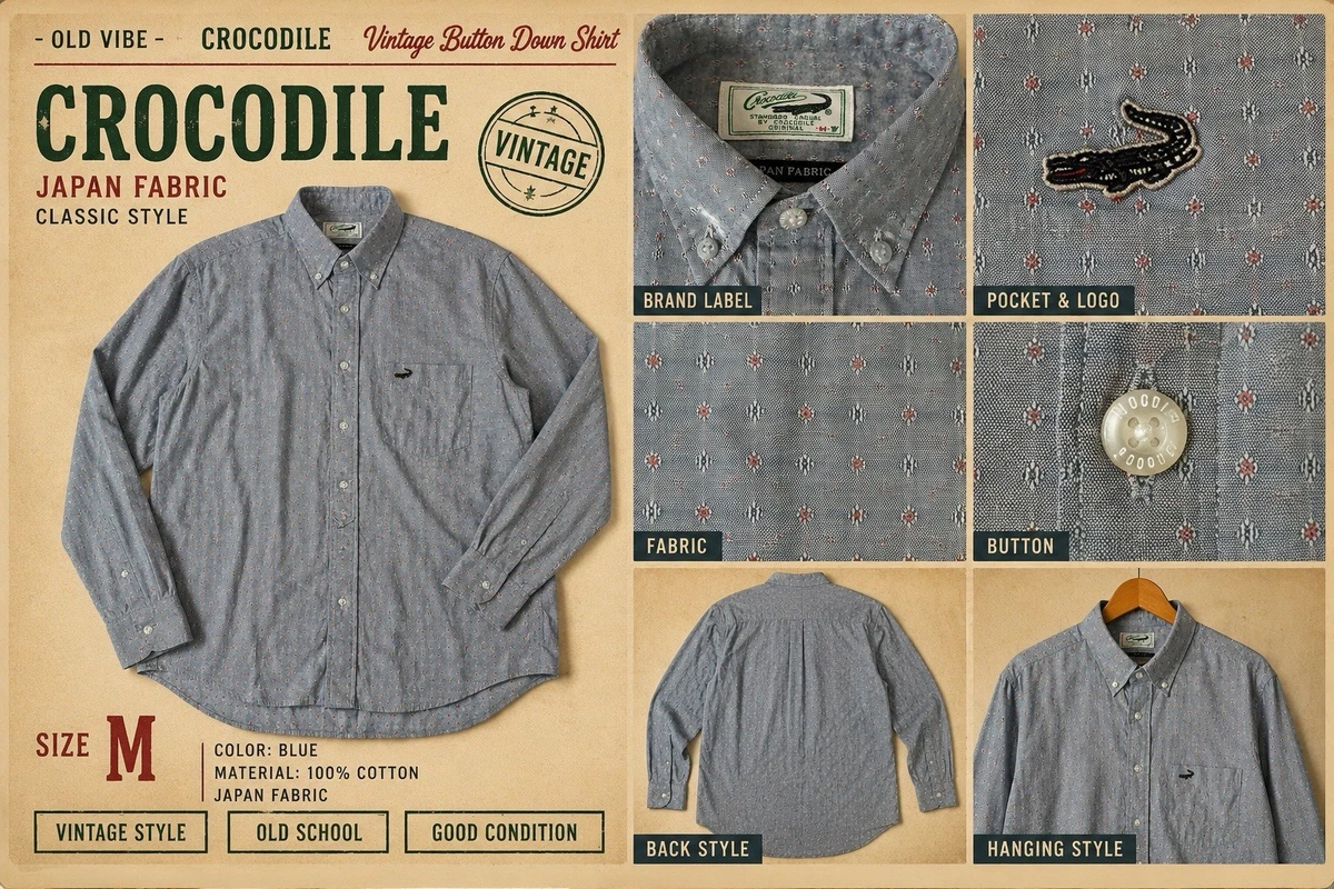 Crocodile Long Sleeve Casual Button-Down Shirts for Men for sale