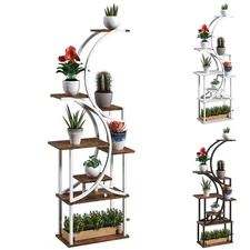 Outsunny 8 Tier Plant Stand, 62" S-Shaped Plant Shelf