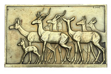 France.  Gazelle Art Deco Plaque by Maurice René Thénot