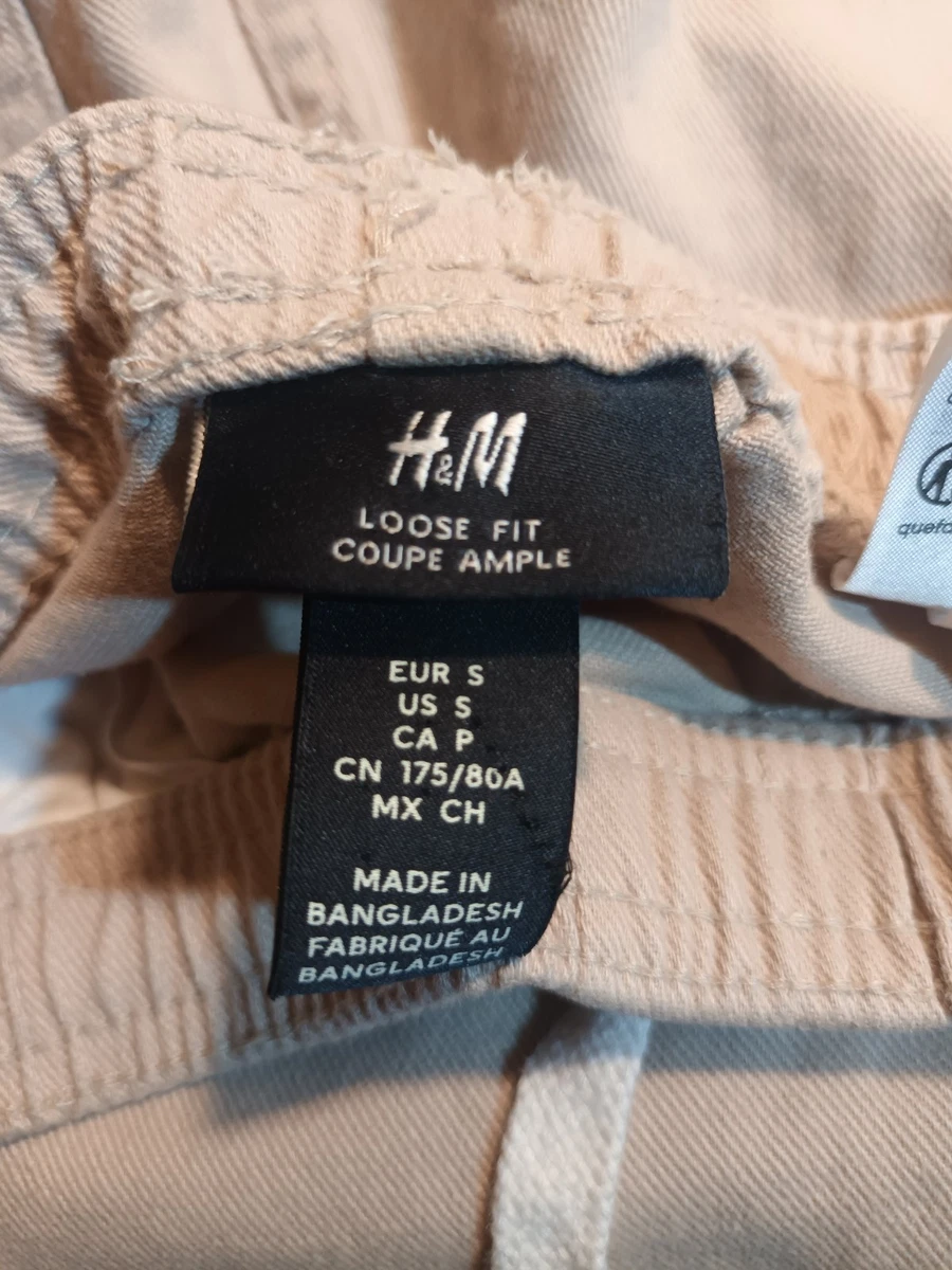 Pantalones de lona H&M cintura elástica holgada cupé amplios EUR pequeños