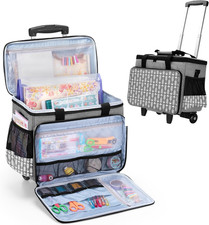 Gray Arrow Rolling Craft Bag on Wheels with Detachable Trolley for Supplies