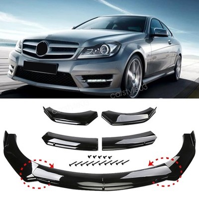 For Benz W204 C200 C250 C300 11-14 Front Bumper Chin Lip Spoiler Splitter Black